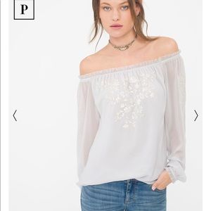 WHBM embroidered off the shoulder blouse